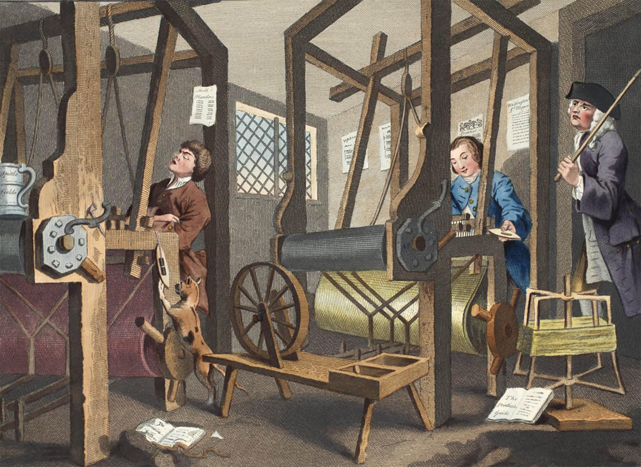 SERENDIPITP Retro Picture Poster Wall Art Pictures Painting the Fellow prentices At Their Looms Plate I of industry and Idleness by William Hogarth Wall Art Canvas Print for Wall Decor 60x90cm
