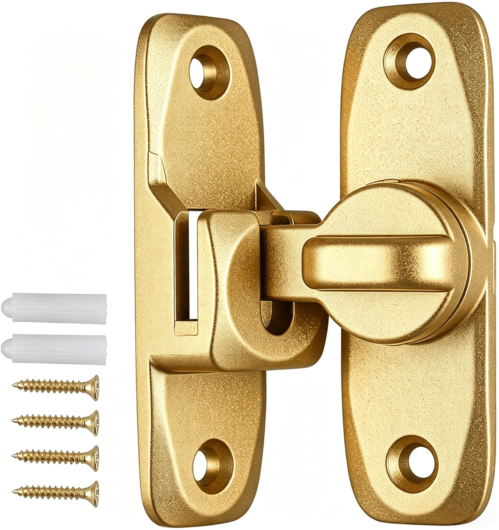 Heavy Duty Sliding Barn Door Lock and Flip Door Latch, 90/180 Degree Zinc Alloy Gate Latch for Cabinet Bathroom Window Pet Safety with Spacer and Screws, Anti-Rust Black Finish (Gold)