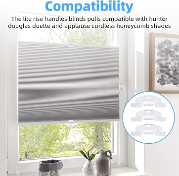 Lite Rise Handles Blinds Pulls Compatible with Hunter Douglas, 3/4 Pleat Cordless Honeycomb Shade Lift Handles Fit for Duette and Applause Cordless Shades, 3 Packs