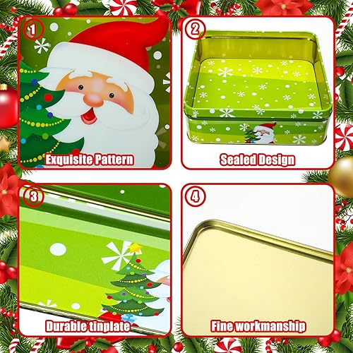 Miniatura 3 de 6 latas de galletas de Navidad con tapas, latas de metal para galletas, recipientes de lata de Navidad para regalos, recipientes de galletas con