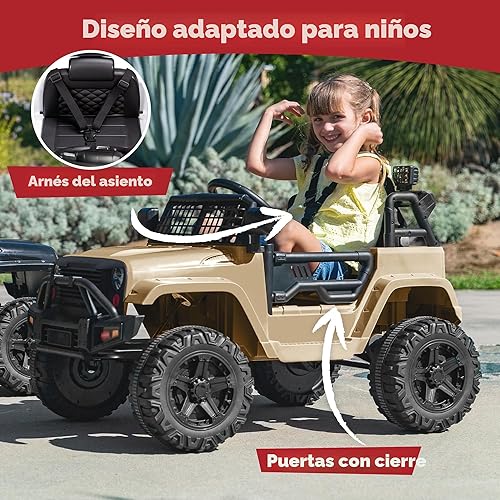 Miniatura 5 de Best Choice Products Camión infantil de 12 V con control remoto para padres, suspensión de resorte, luces LED, puerto auxiliar, arena