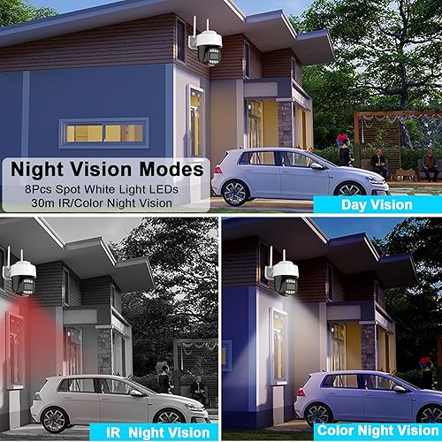 Miniatura 3 de Cámaras de seguridad 2K para exteriores, cámara de vigilancia IP de visión panorámica de 360, cámaras domo WiFi 2.4G para seguridad del hogar,
