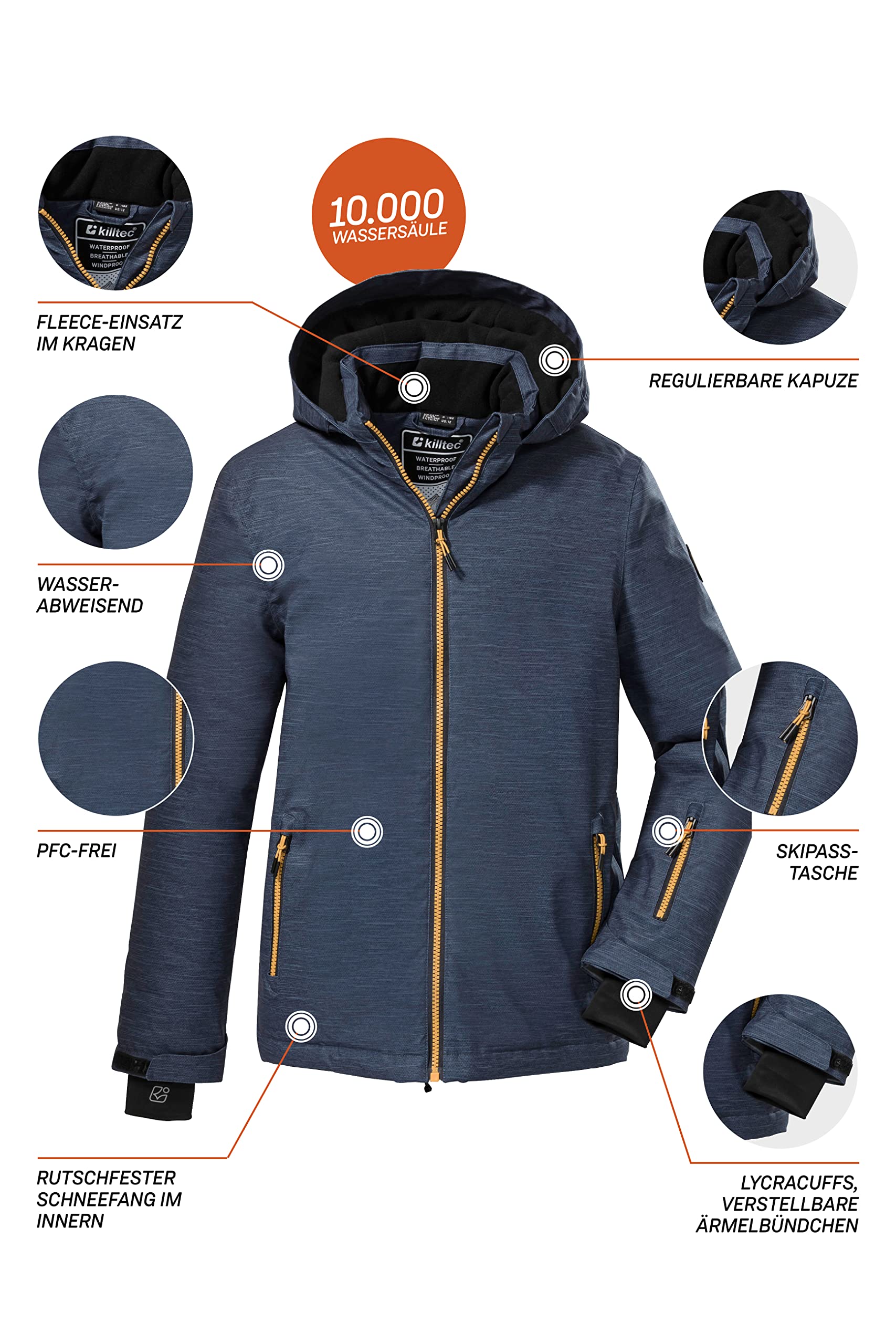 Killtec Jungen Ksw 179 Bys Ski Jckt Skijacke/Funktionsjacke mit Kapuze und Schneefang