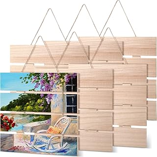 6 Pieces Unfinished Wood Pallet Sign Blank Wooden Hanging Plaque for Cra...
