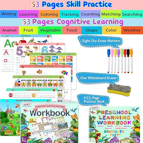 Miniatura 2 de Actividades de aprendizaje preescolar - Libro de trabajo educativo para niños pequeños Prek Montessori escritura a mano, juguetes de rastreo de