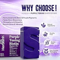 Vista 3 de Herbishh Paquete de 5 barras de champú morado para cabello rubio con biotina, barra sólida para neutralizar los tonos cobrizos, fortalecer y agregar