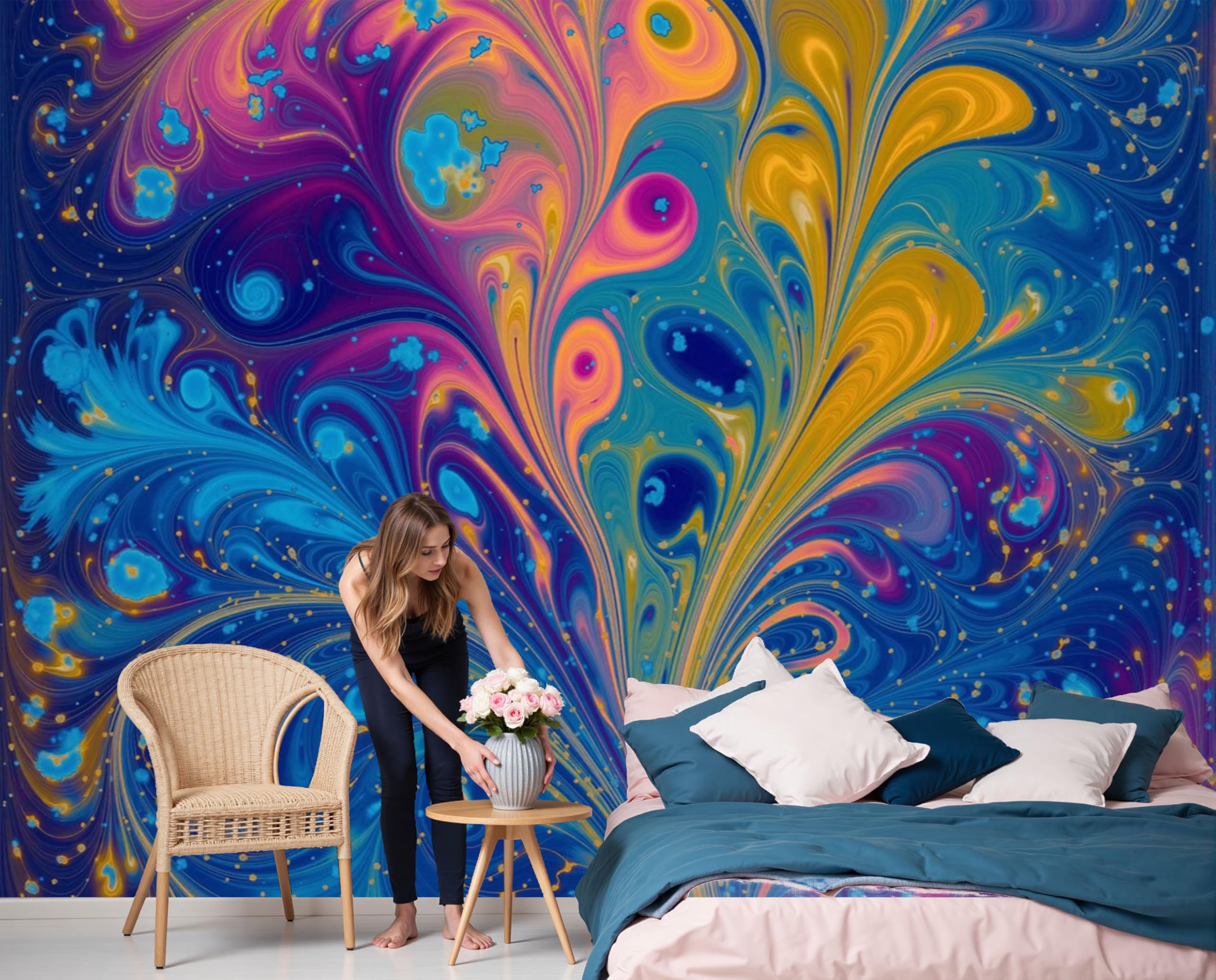 Papier peint panoramique tourbillon onirique pour s'évader depuis son salon