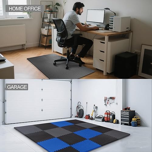 Miniatura 29 de Fitvids Tapete de suelo de rompecabezas para gimnasio, baldosas entrelazadas de EVA de alta densidad de 1 pulgada de grosor, alfombrilla de midnight