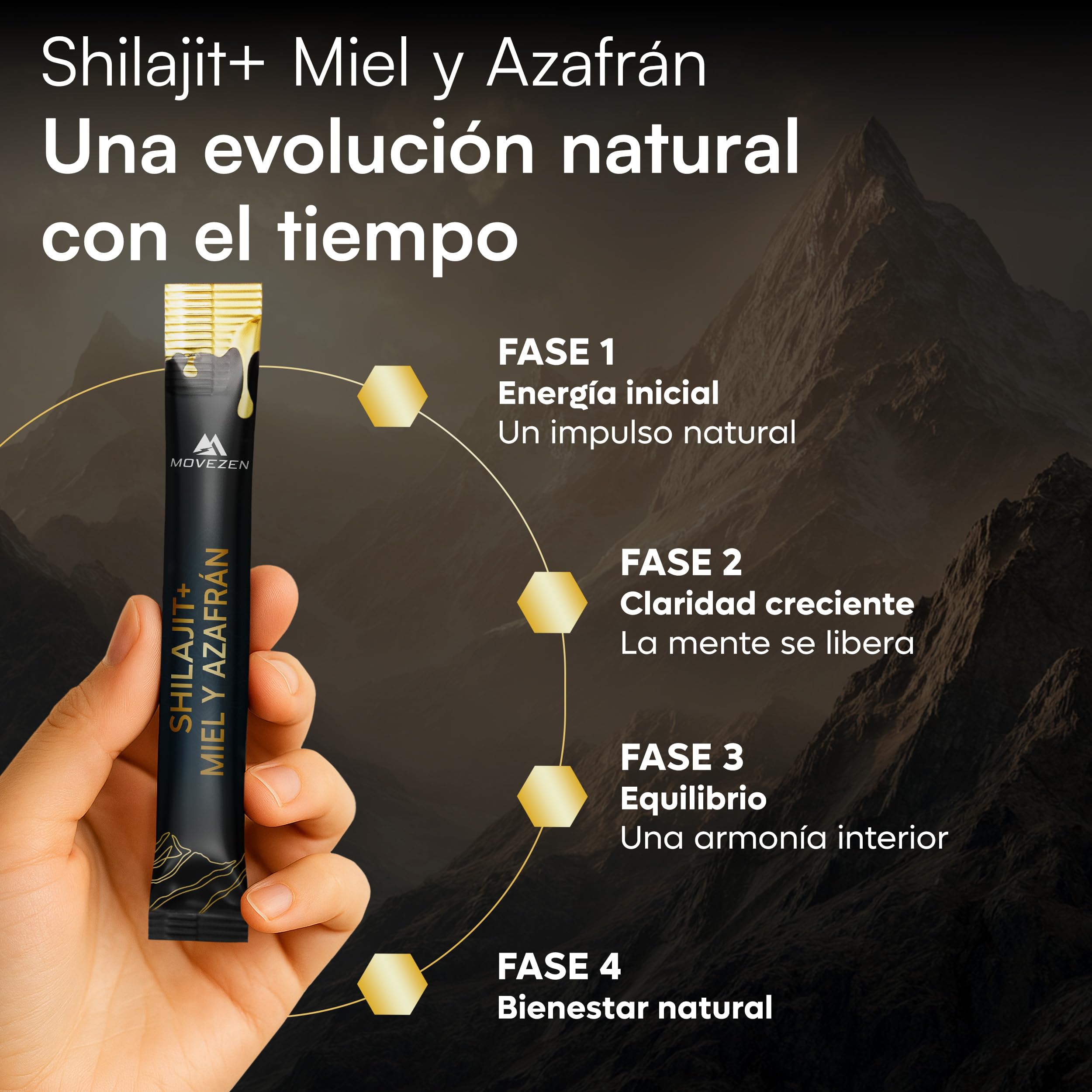 Shilajit +, Resina auténtica 100% pura del Himalaya con miel y azafrán orgánico, energía duradera, vitalidad, concentración, 30 palos de 8 g, rica en ácido fúlvico y húmico, 85+ minerales