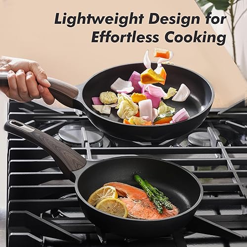 Miniatura 4 de SENSARTE Sartén antiadherente con tapa, sartenes antiadherentes de 8 pulgadas, sartén de cocina saludable con tapa, libre de PFOAPFOS añadido