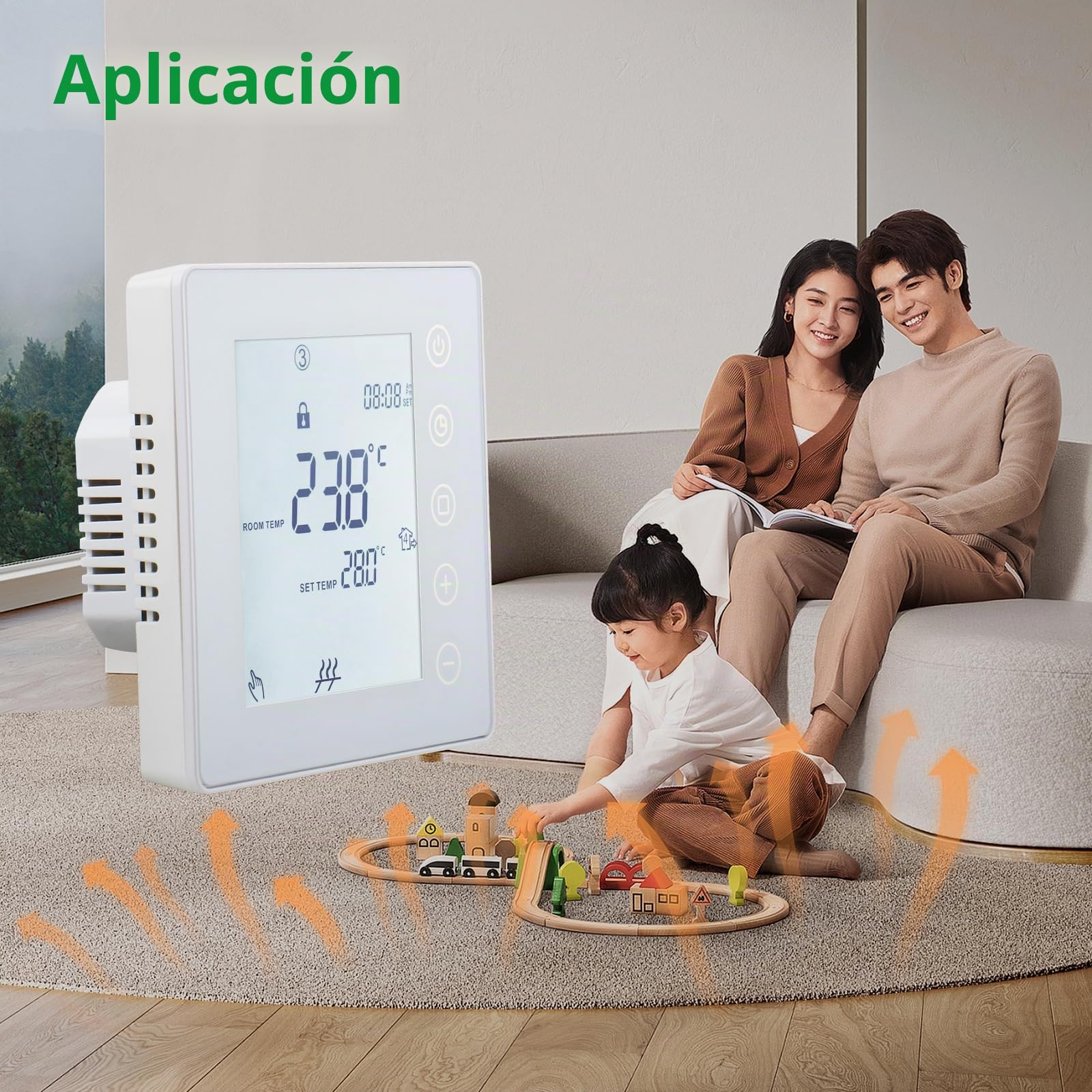 Wengart 24V WiFi Termostato de Ambiente de calefacción WG201,3A 2.4GHz Tuya App programable en 7 días, Teclas táctiles, retroiluminación, para Sistemas de Calentamiento de Agua