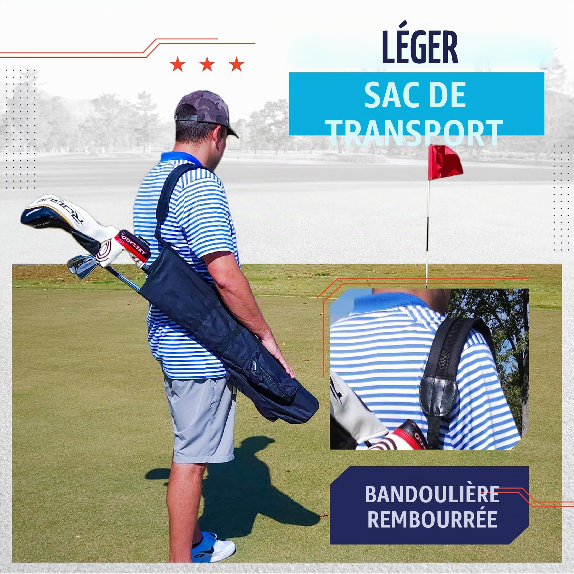 Sac de Transport léger pour Golf Motif Rayures