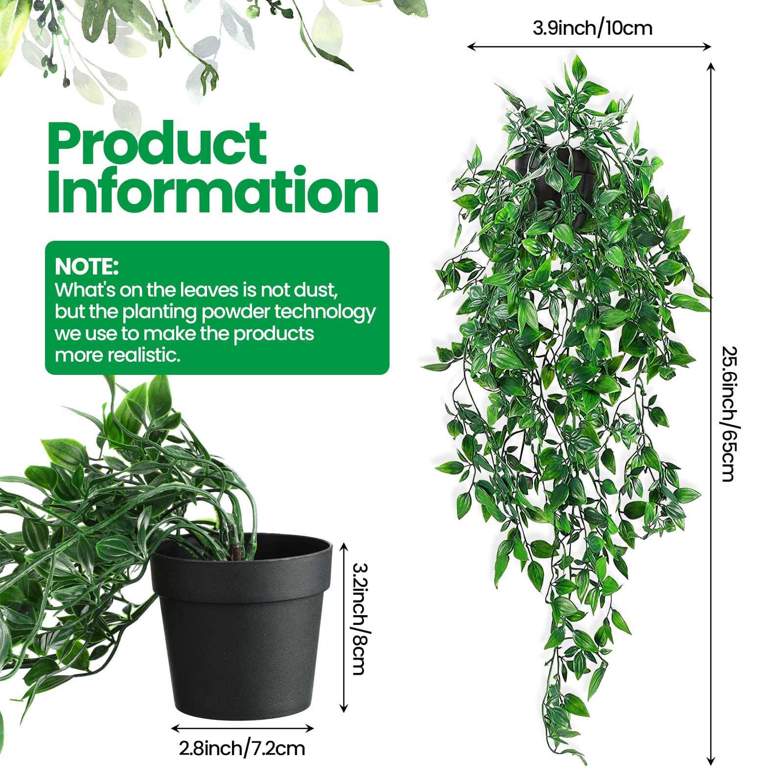 8 Pcs Artificial Hanging Plants Plastic Fake Hanging Plants Fake Plants