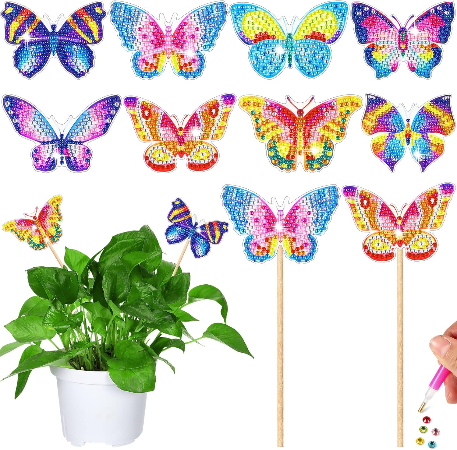 Thyle 8 Pcs Butterfly Diamond Art Diamond Painting Kit for