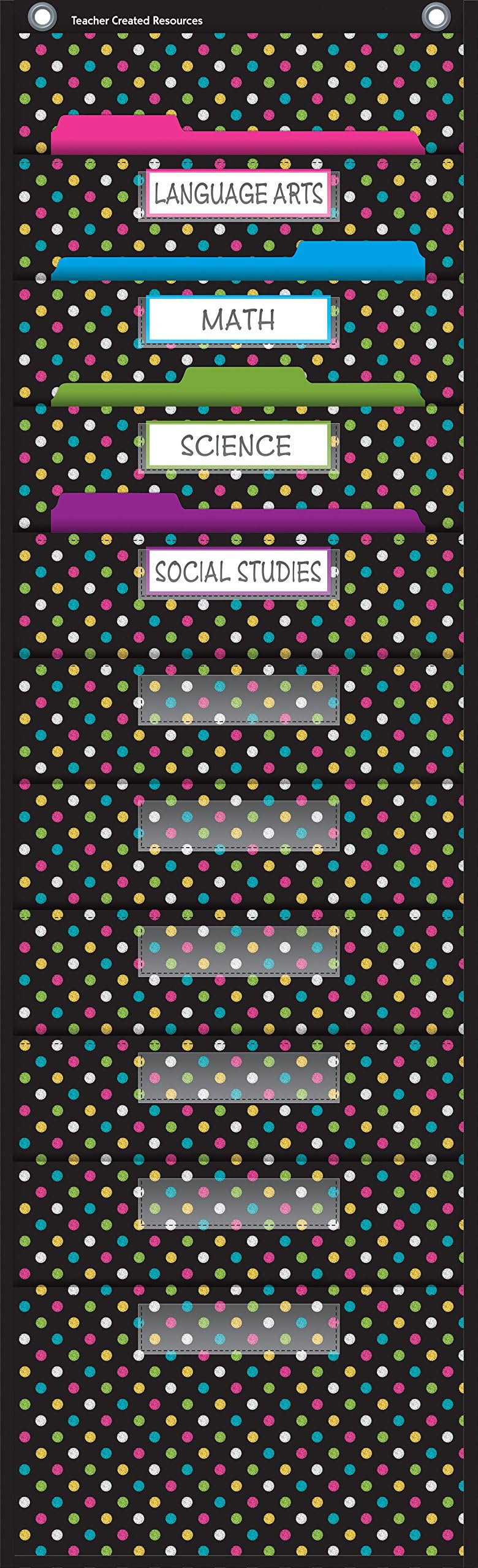 Teacher Created ResourcesChalkboard Storage Pocket Chart,58" x 14" x 46", Clear Label Holder