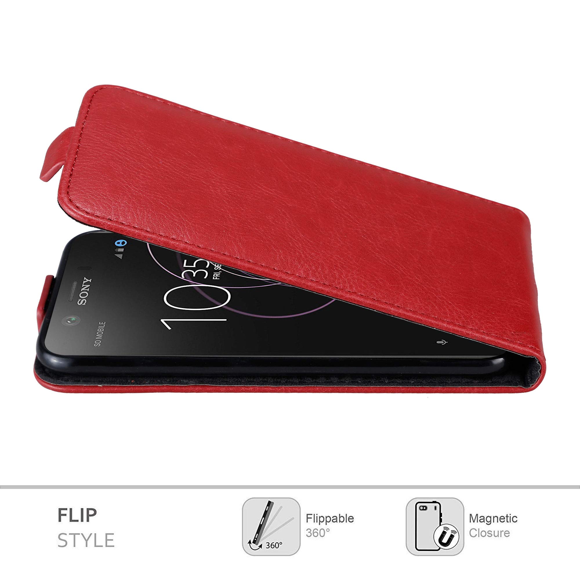 Cadorabo Case for Sony Xperia SP in Apple Red - Protection in Flip Style with Ma