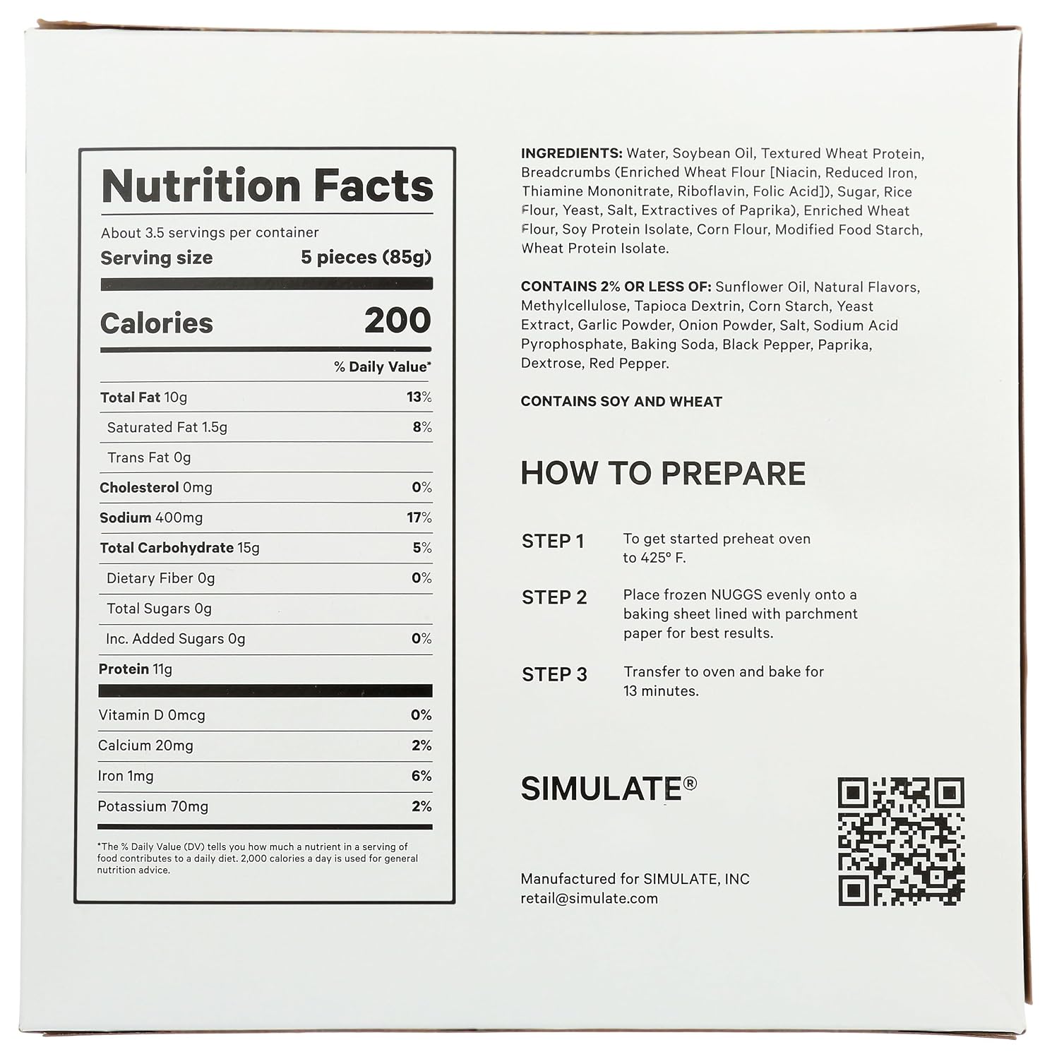 Simulate Nuggs Plant Based Chicken Nuggets, 10.4 Oz
