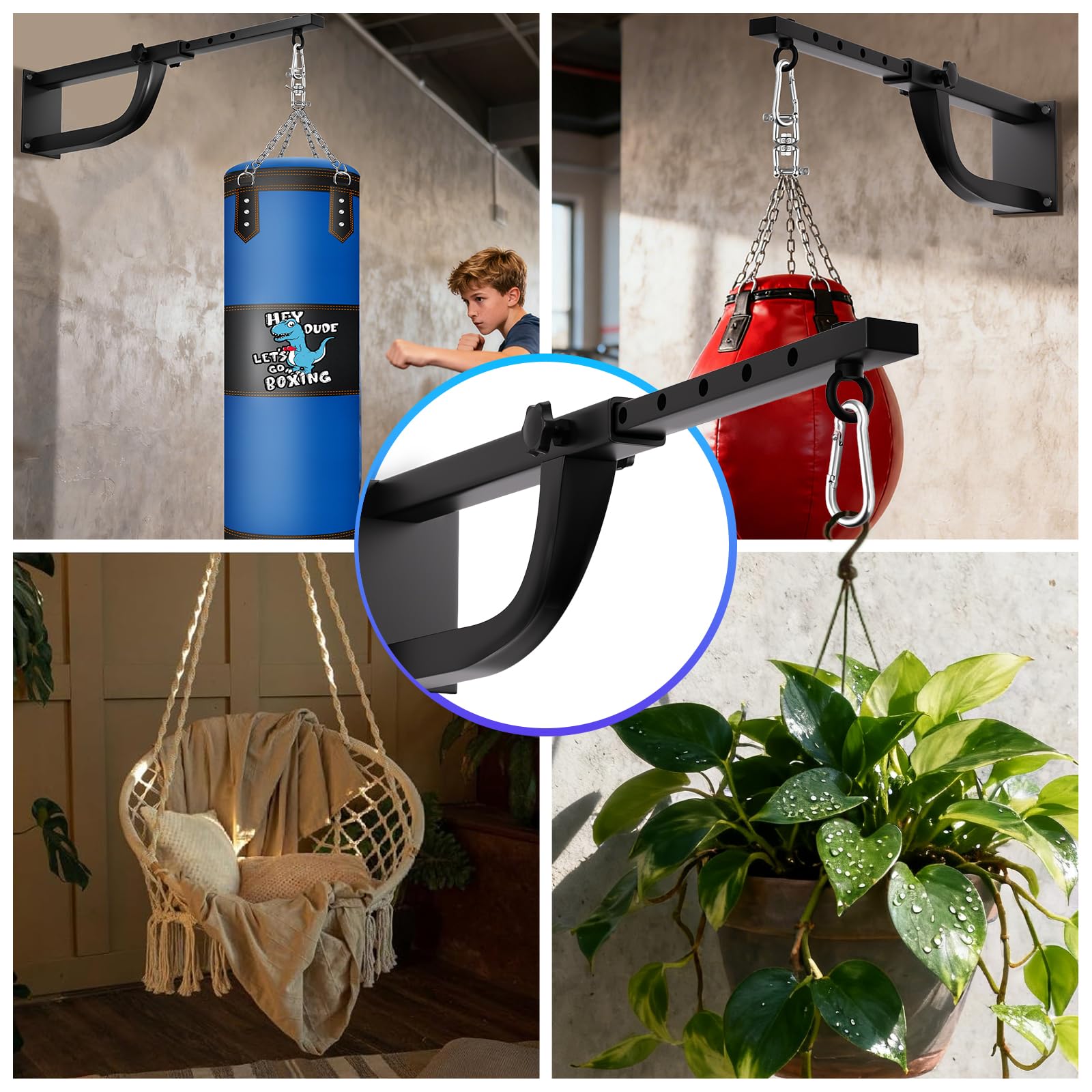 Soporte para Saco de Boxeo de Pared, Colgador Pesado 220 Libras, Rotación Silenciosa para Gimnasio