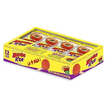 Zumba Rica Chilito Chili Powder Lollipop 12pcs - Lollipops with Chili Powder Cover with Caramel - Mexican Lollipop Chili Powder Candy - Mexican Suckers with Chili Powder - Mexican Candy
