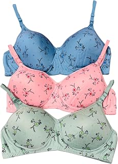 Imsa Moda Polycotton Non-Wired Padded Full Coverage Bra, Comfortable Everyday Bra for Women (Pack of 3) Price In India
