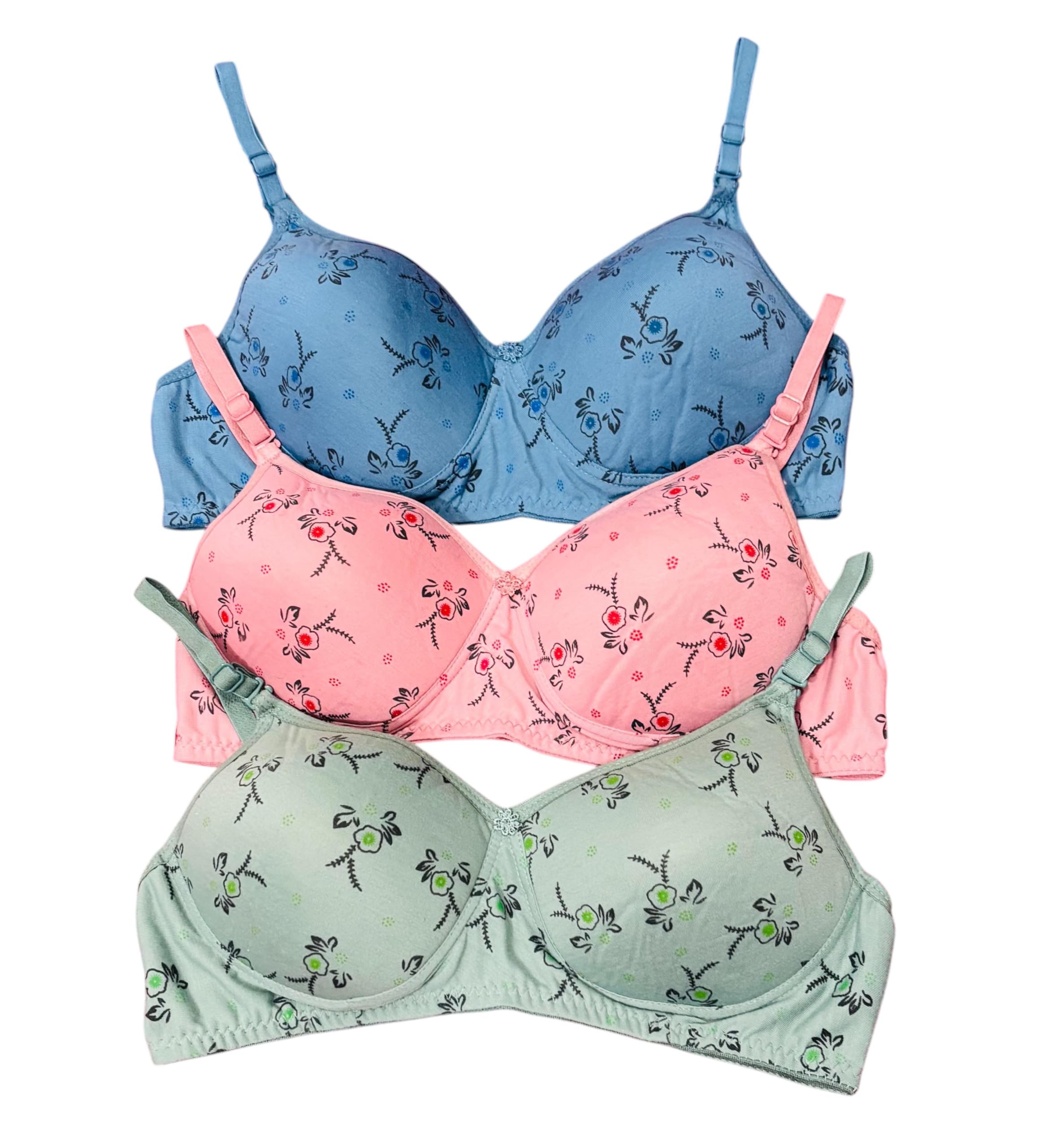 imsa moda Polycotton Non-Wired Padded Full Coverage Bra, Comfortable Everyday Bra for Women (Pack of 3)-picture-10