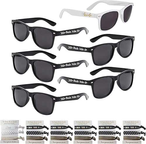 Gafas de sol negras para despedida de soltera  Tribu de novia y dama de honor gafas de boda a granel