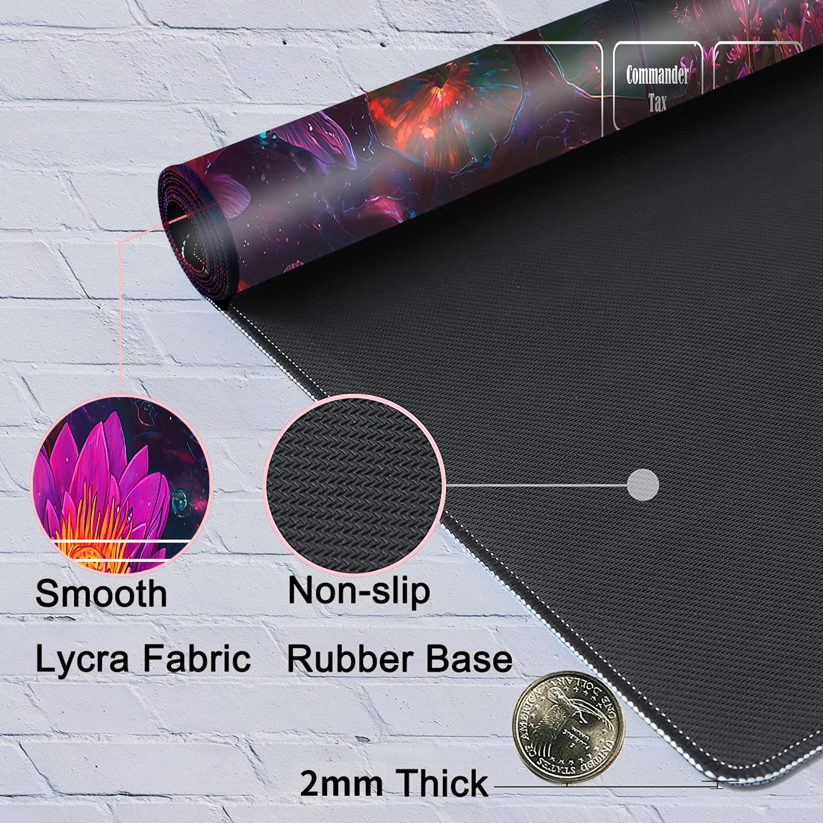 JANENFNA Playmat 27.5" x 15.7" with Magic Zones for MTG Card Game Playing Board Game Mat for Card Breaking Commander Deck Gaming Card Game Battles Mat with Storage Bags - Image 4