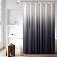 Vista 15 de Cortina de ducha de 78 pulgadas de largo, tela texturizada, cortinas de baño marrones, cortinas de poliéster degradado para baño, cortina de ducha