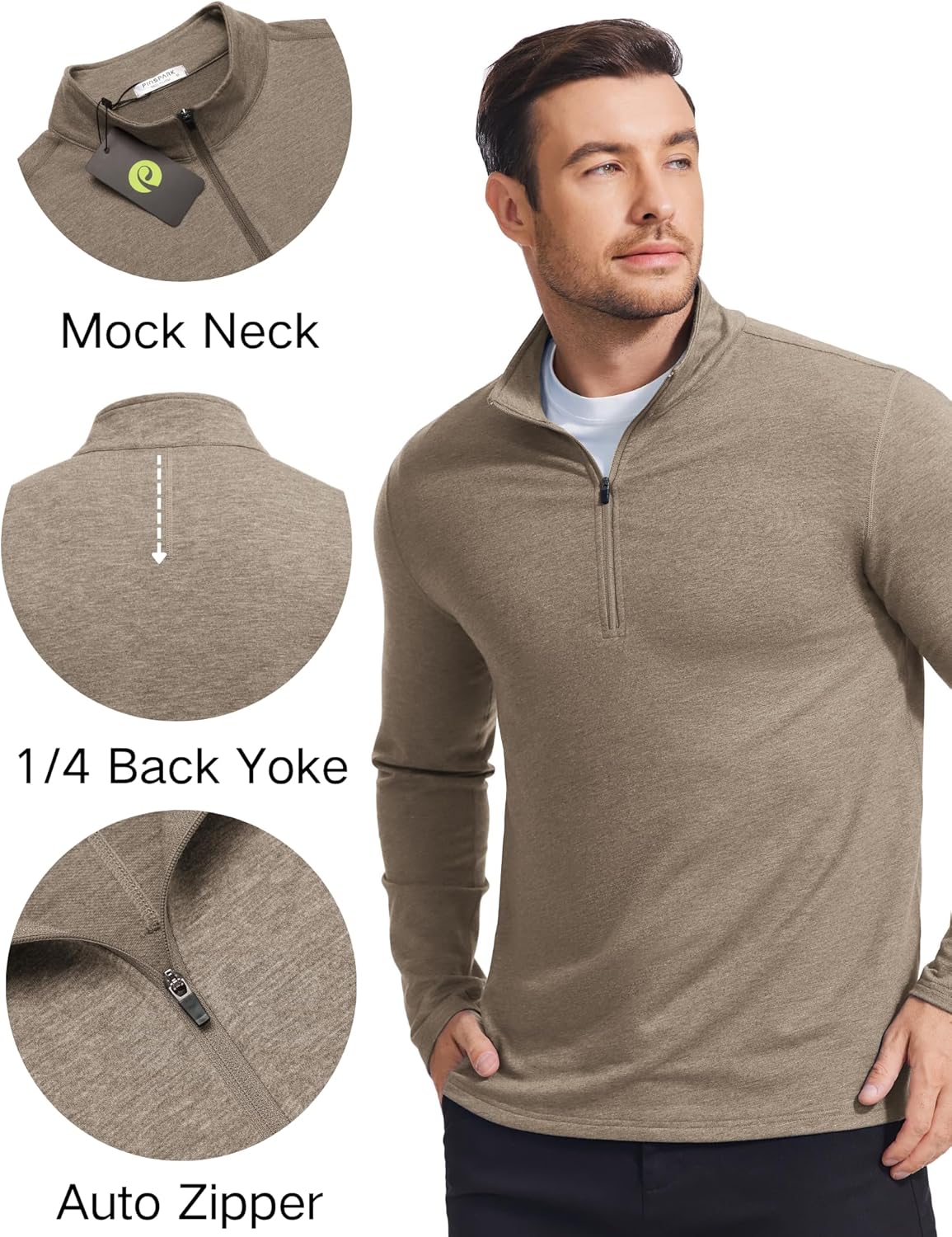 PINSPARK Men's Quarter Zip Up Lightweight Pullover Mock Neck Sweatshirts Long Sleeve Golf shirts Performance Athletic Casual - Image 4
