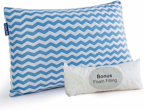 Almohadas de tamaño estándar  Almohada firme ajustable para dormir de espalda y de lado  Almohada de enfriamiento de espuma viscoelástica triturada