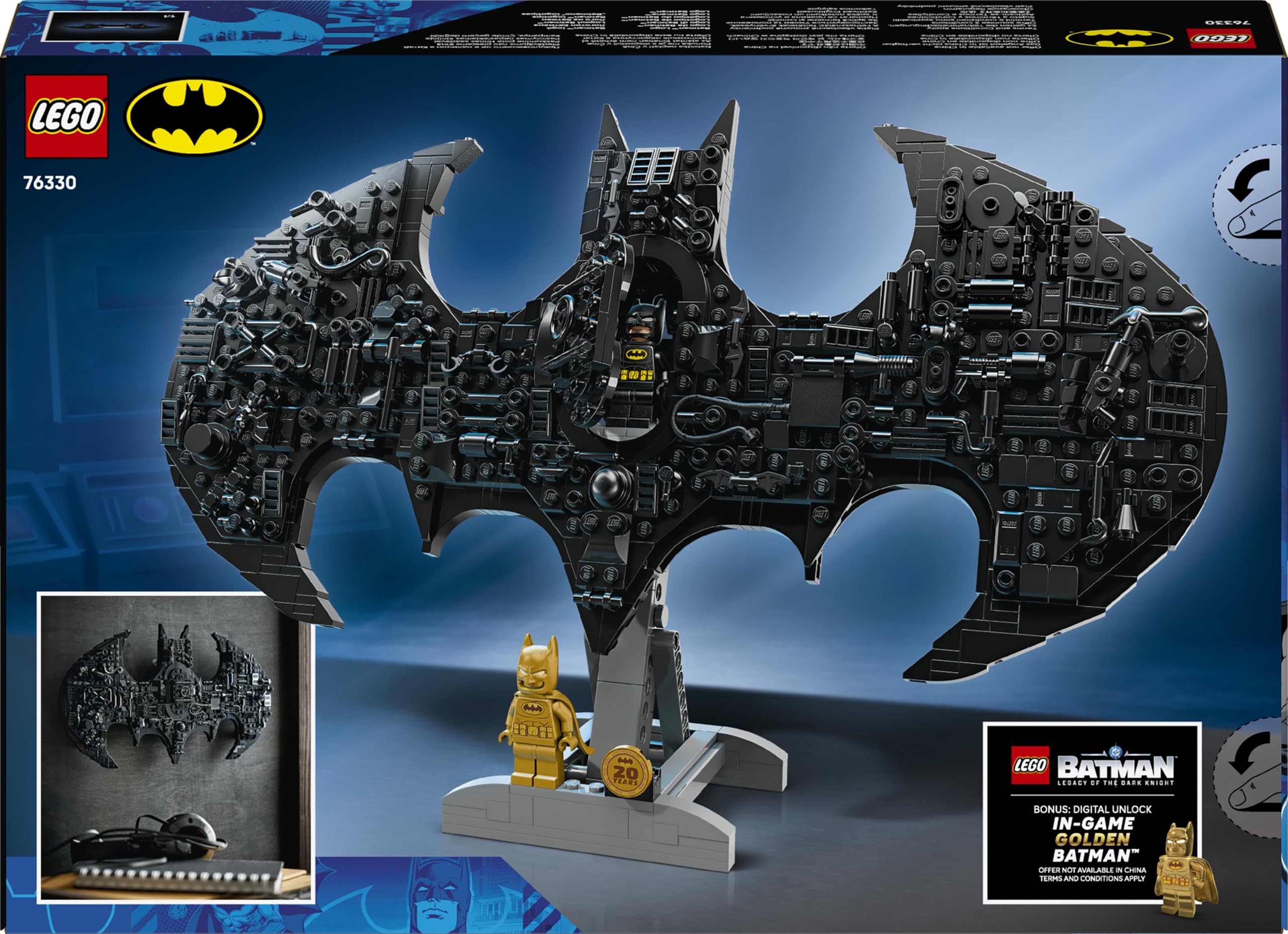 LEGO DC Logo di Batman - Giocattolo da Supereroi con 2 Minifigure da Collezione - Decorazione da Parete 3D Fai da Te o da Camera da Letto - Idea Regalo per Bambini da 12 Anni Fan del Film - 76330