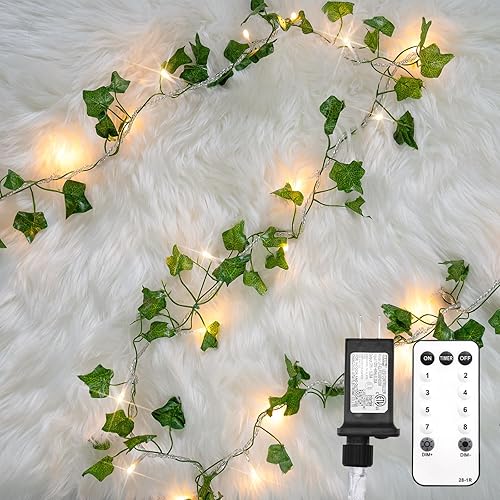 Miniatura 11 de Suddus 40 luces LED de Navidad con pilas, tira de luces de 12.5 pies con bayas rojas y hoja de acebo, temporizador remoto, guirnaldas artificiales