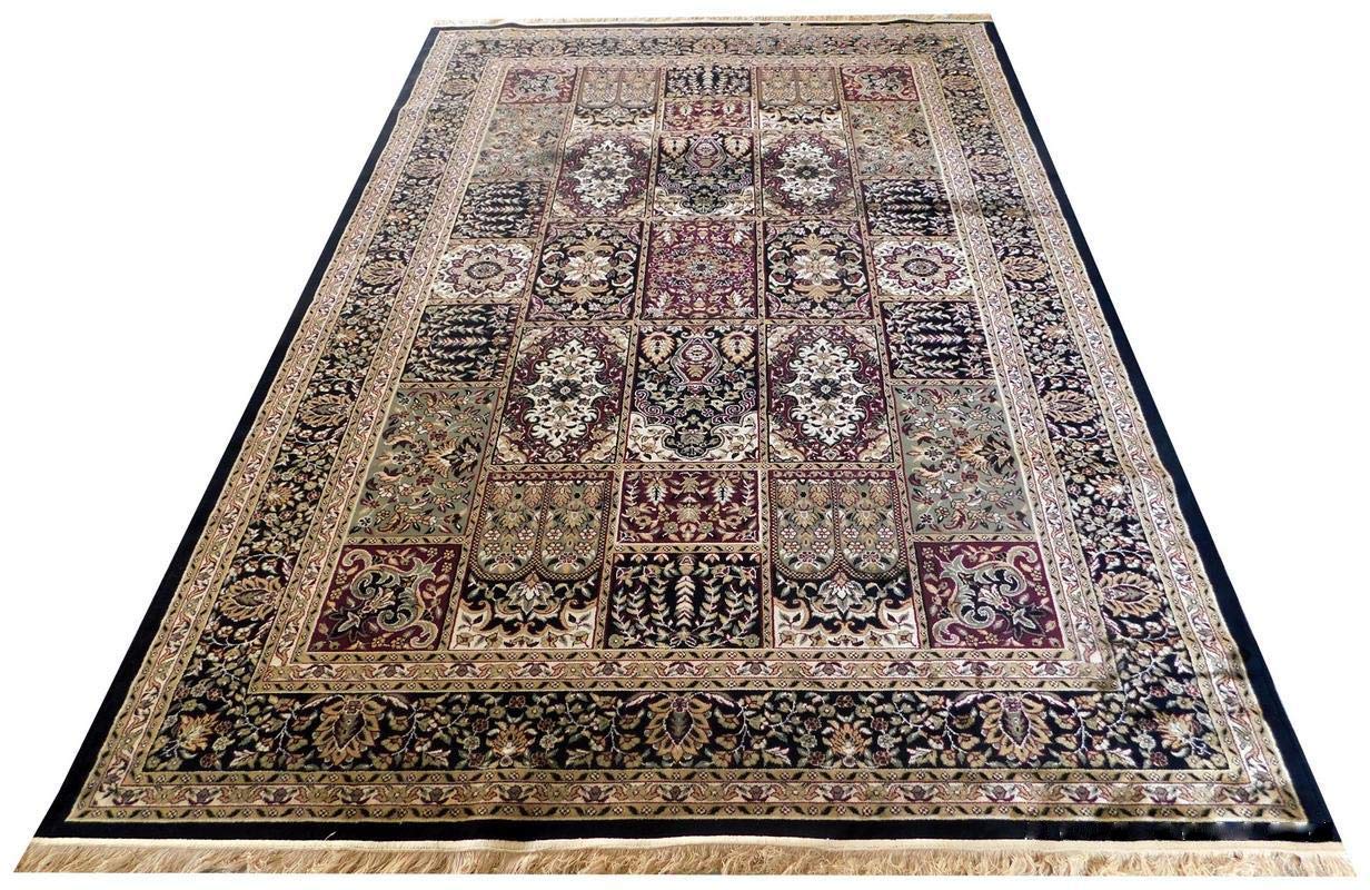 The Global Carpets Luxurious Silk Carpet Persian Design for Bed Side Runner and Gallery 2 x 6 Feet (60 x 180 cm) Black Colour
