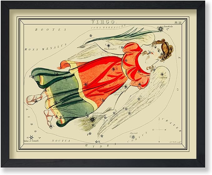Monem Art Astrology Posters, Virgo Zodiac Constellation Poster, 8x10 Unframed Art Print, Great Vintage Zodiac Poster, Astrology and Aptitude Vintage Home Wall Decor for Astrology Enthusiasts