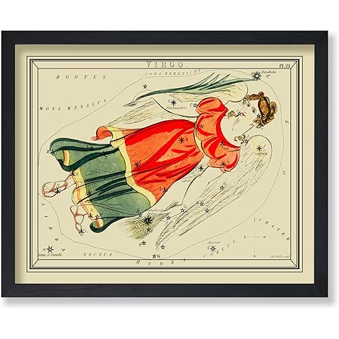 Poster Master Astrology Posters, Virgo Zodiac Constellation Poster, 8x10 Unframed Art Print, Great Vintage Zodiac Poster, Aptitude Vintage Home Wall Decor for Astrology Enthusiasts