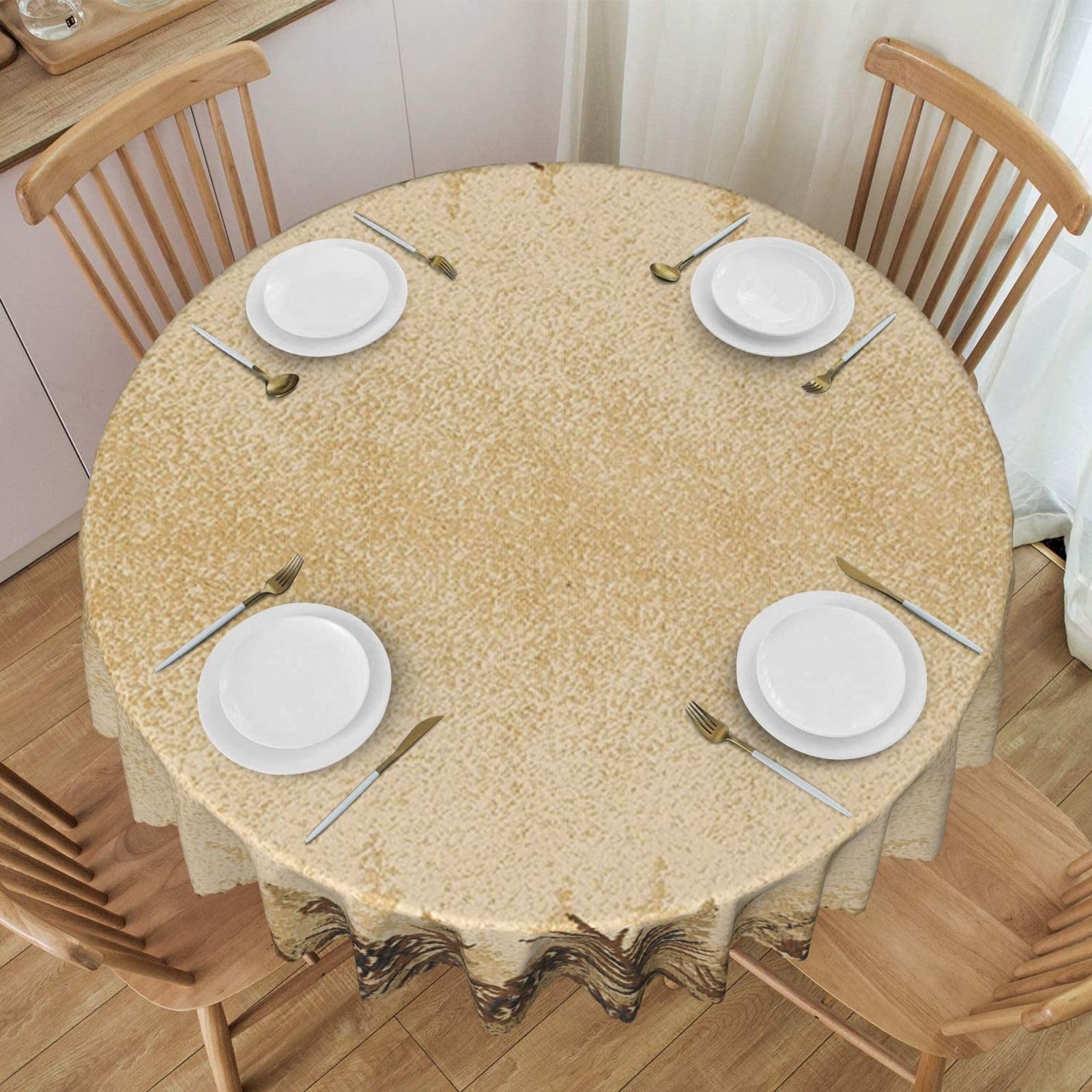 DCEHGEW 60 In Round Tablecloth with Lace, Pine Cone Border Printed Oilproof & Washable Fabric Picnic Table Cloth Table Covers