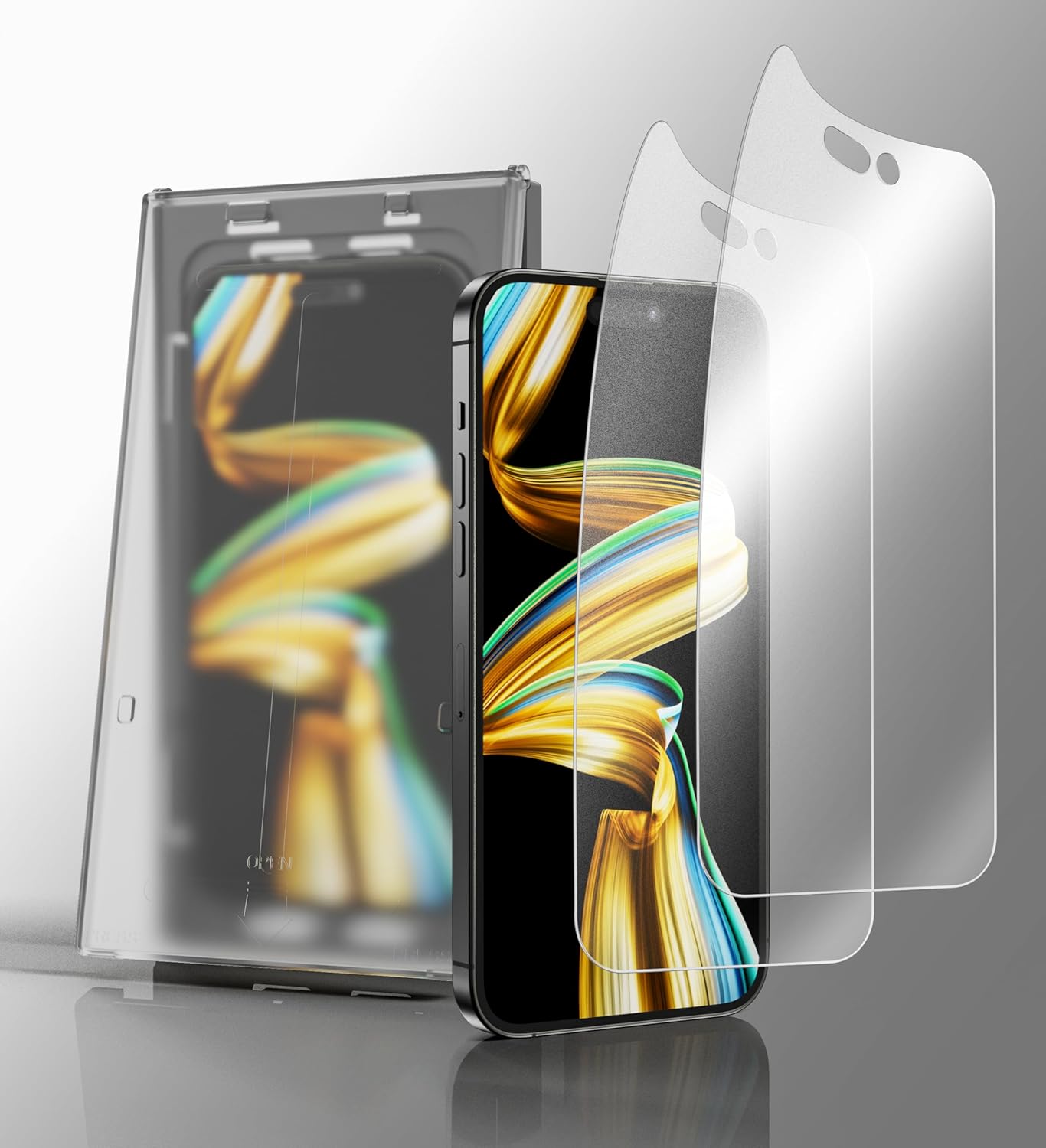 EZ-GLAZ-2 Pack Matte Screen Protectors for iPhone 14 Pro Max – Easy Installation Box, ENGY-Absorbing PET Film, Anti-Glare, Matte Finish, Smooth Touch, Enhanced Sunlight Readability
