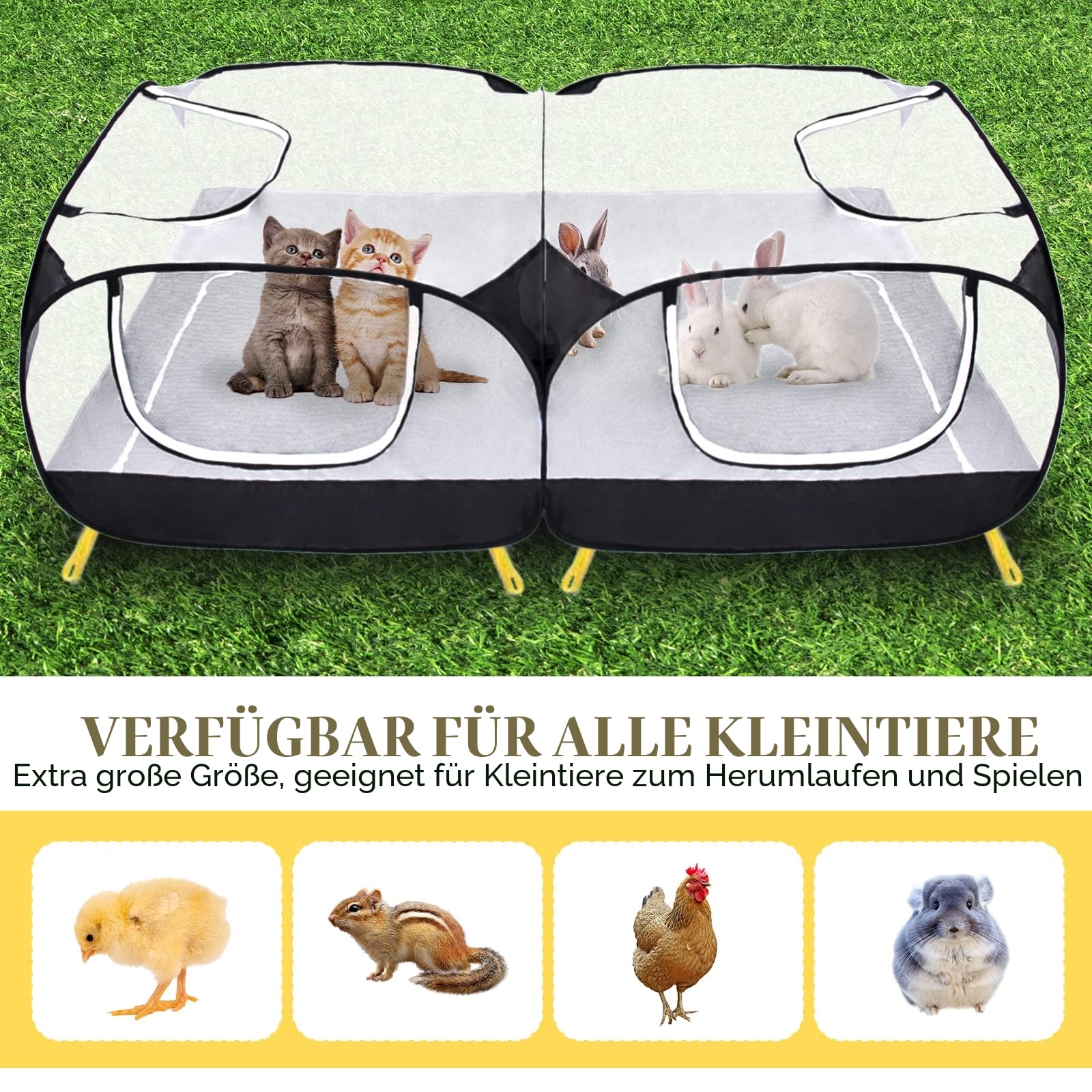 Coolty Kleintier Laufstall Hühnerstall Tiere Pop-up Großer , Beweglicher Hühnerhofzaun für Welpen, Kätzchen, Kaninchen, Enten, Hühner Outdoor Hof