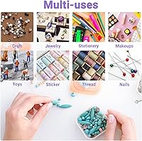 Vista 5 de Contenedor de Uñas Falsas, Cosics Caja de Almacenamiento de Arte de Uñas de Plástico Rosa Brillante con 36 Rejillas y Divisores Ajustables, Estuche