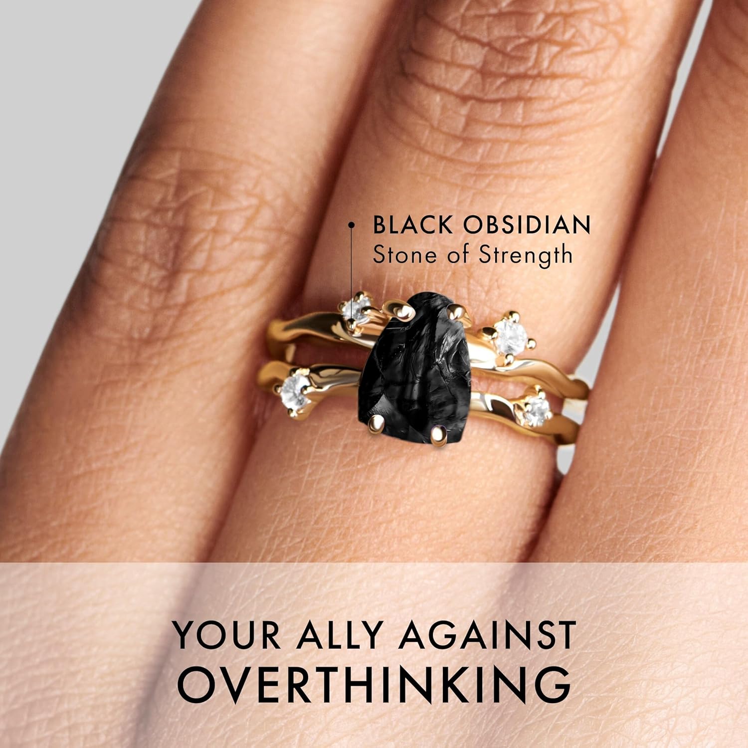 Moon Magic Authentic Moonstone Ring for Women | Amethyst, Aquamarine, Black Obsidian Ring Flow/Real 925 Sterling Silver | 18k Rose and Yellow Gold Raw Crystal Rings for Women/Genuine Gemstone Jewelry - Image 2