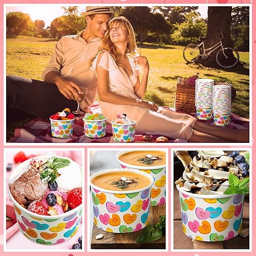 Miniatura 7 de Shellwei Paquete de 50 tazas de helado para el Día de la Madre de 9 onzas, para conversación a granel, platos desechables de postre para sopa,
