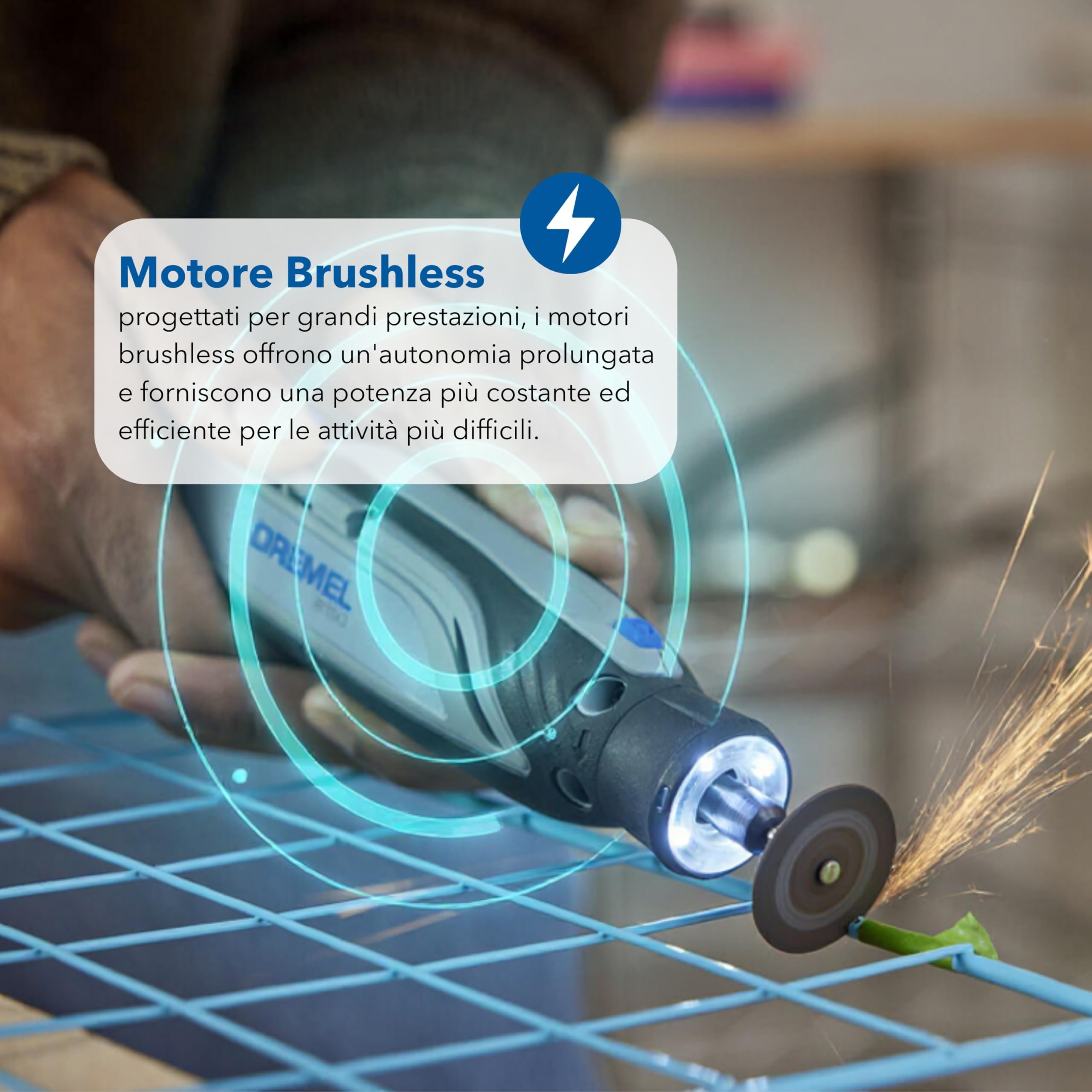 Dremel 8150 Kit utensile rotativo brushless a batteria ricaricabile tramite USB-C da 7,2 V 2Ah, 20 accessori, velocità variabile da 5.000 a 30.000 giri/min, taglio, levigatura, intaglio, smerigliatura