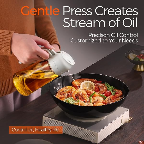 YARRAMATE 16oz/470ml Glass Olive Oil Sprayer for Cooking with Stickers, 2 in 1 Oil Dispenser for Kitchen Gadgets, Food Grade  - 3