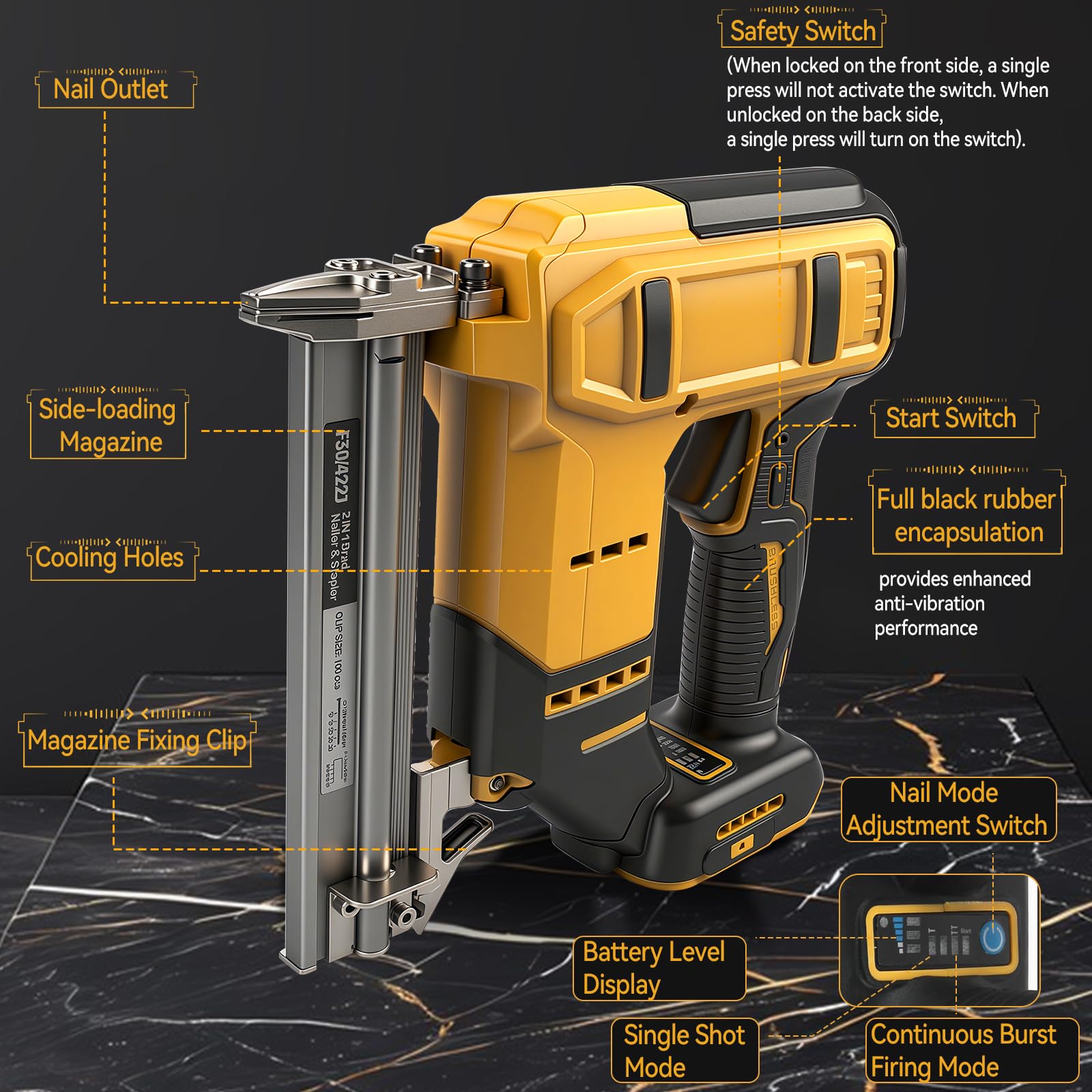 Dewalt 18V 20V Akku Schnurloser Brad-Nagler 2-in-1 Nagel-Klammerpistole 18GA Hefter-Nagler