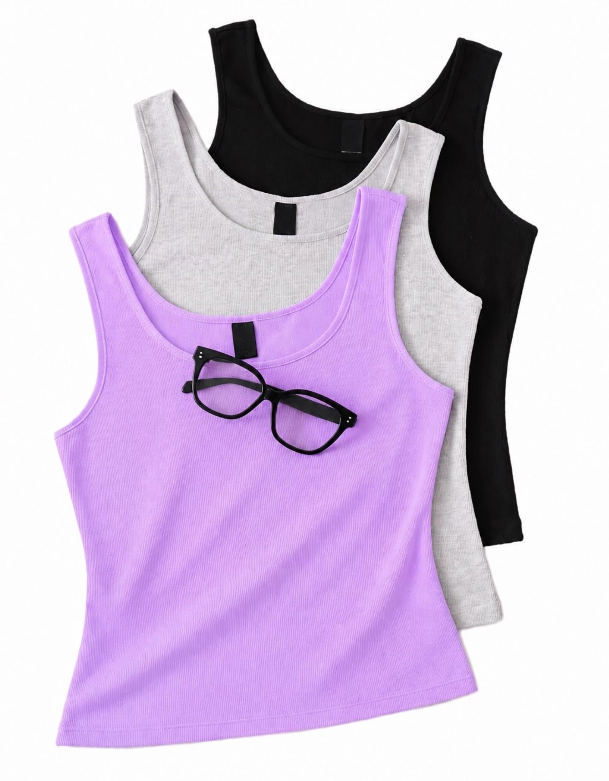 ddaspration Women's 1x1 Rib Cotton Stretch Tank Top Sleeveless Basic Vest Pack of 3-picture-16