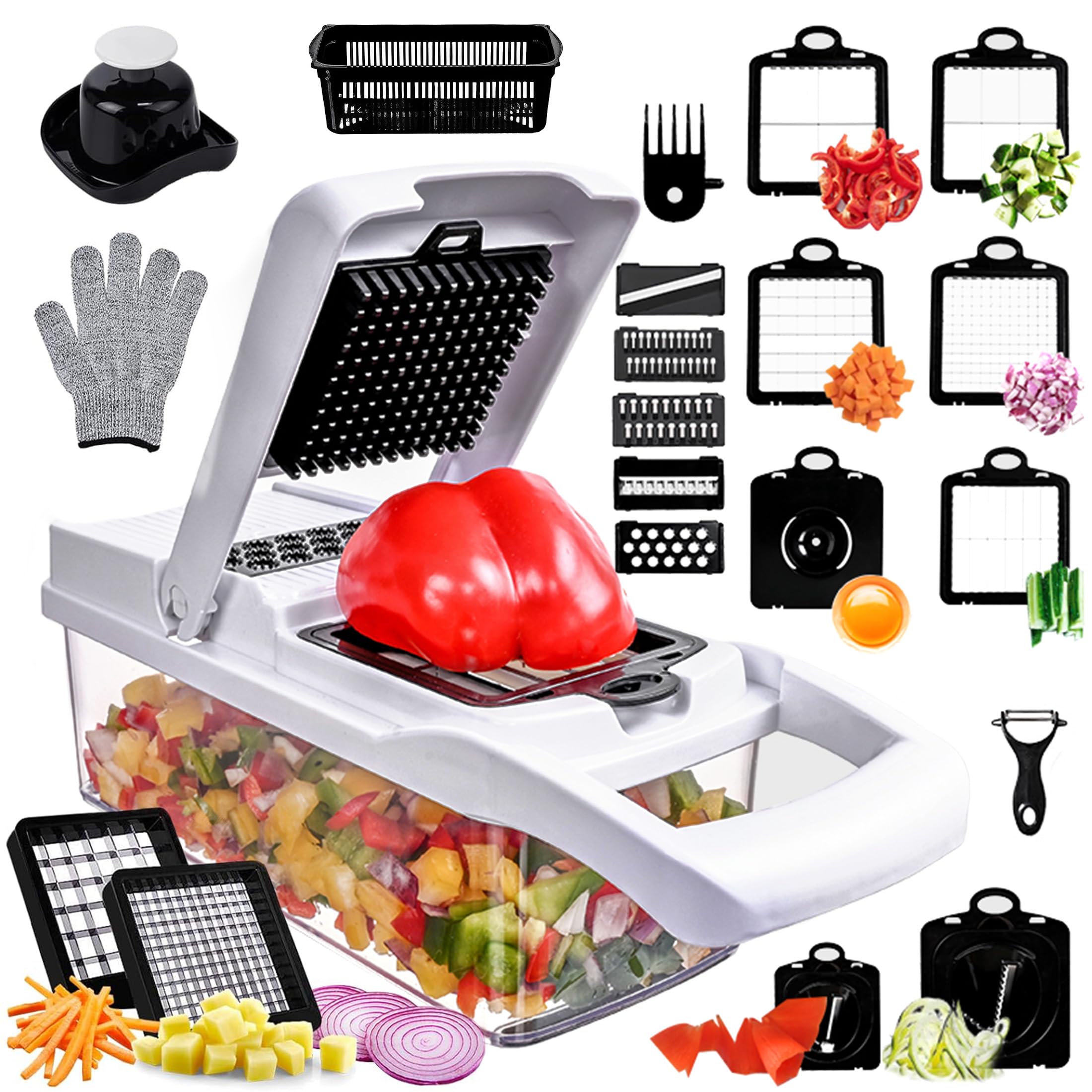 野菜 lehua808 Amazon.com: Vegetable Chopper,25 in 1 Multifunctional Food