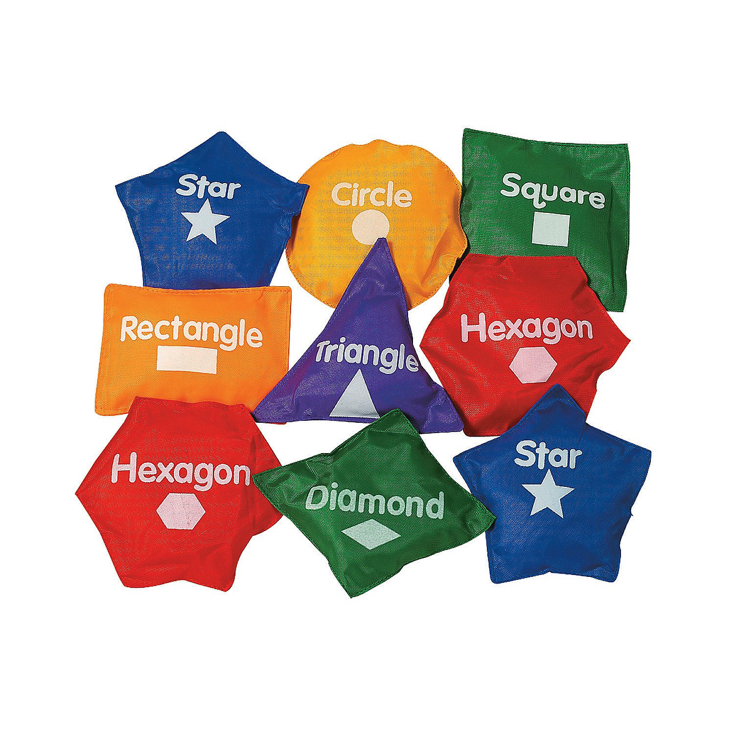 Fun Express Geometric Shaped Bean Bags-14 Pc - 14 Pieces - Educational and Learning Activities for Kids