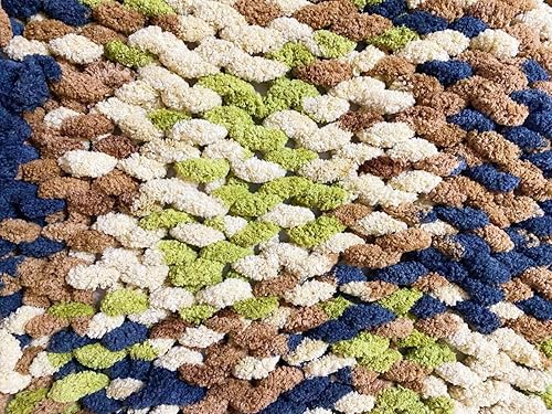 Miniatura 4 de Hilo de felpilla grueso de 4 libras para tejer con el brazo, color marrón multicolor, de lujo, súper voluminoso, de poliéster grueso, para