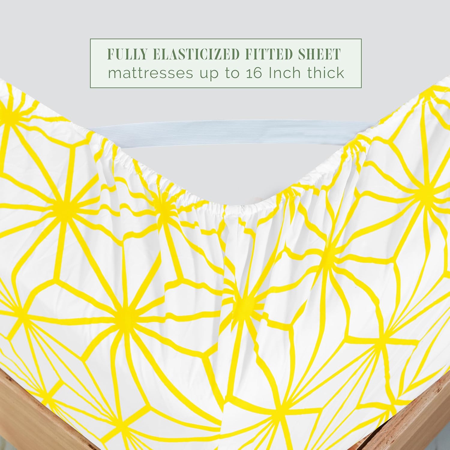 Elegant Comfort Luxury Soft 6-Piece Cube Geometric Pattern Sheet Set - 1500 Premium Quality Microfiber - Wrinkle and Fade Resistant Coziest Bedding Set, All Around Elastic Fitted Sheet, Queen, Yellow