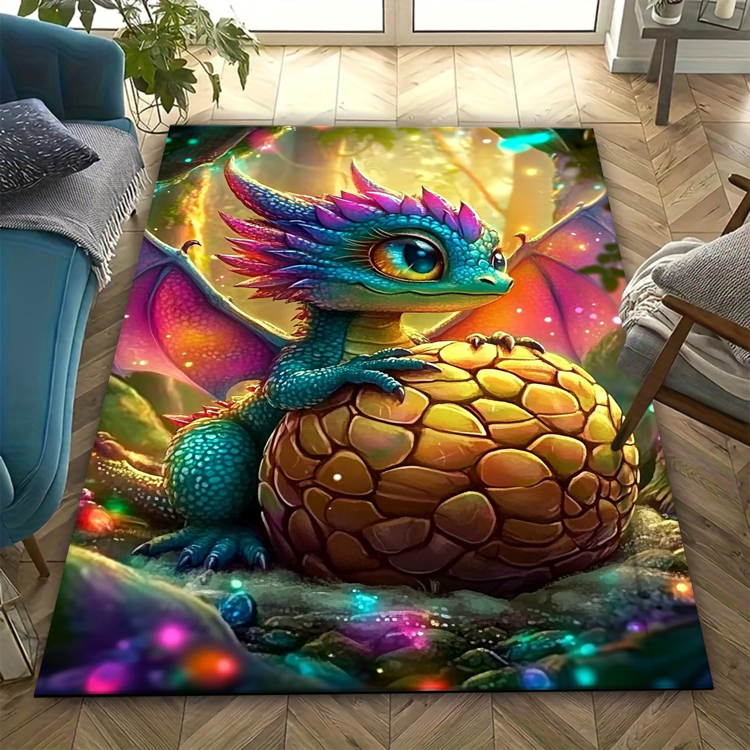 Tapis caméléon 3D salon 120 x 160 cm à poils courts